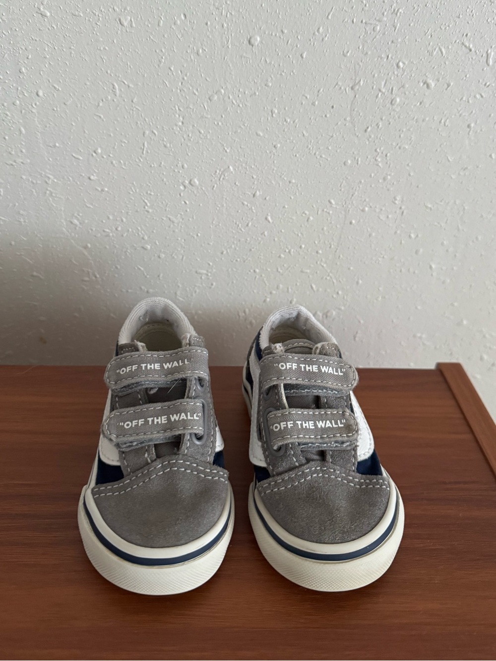 Vans Kids Gray and Navy Double Velcro Sneakers